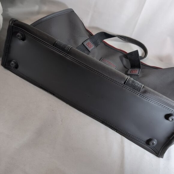 Givenchy Vintage Gray Red Travel Satchel Bag Duffle Carry On Overnight Logo Grey - Picture 11 of 14